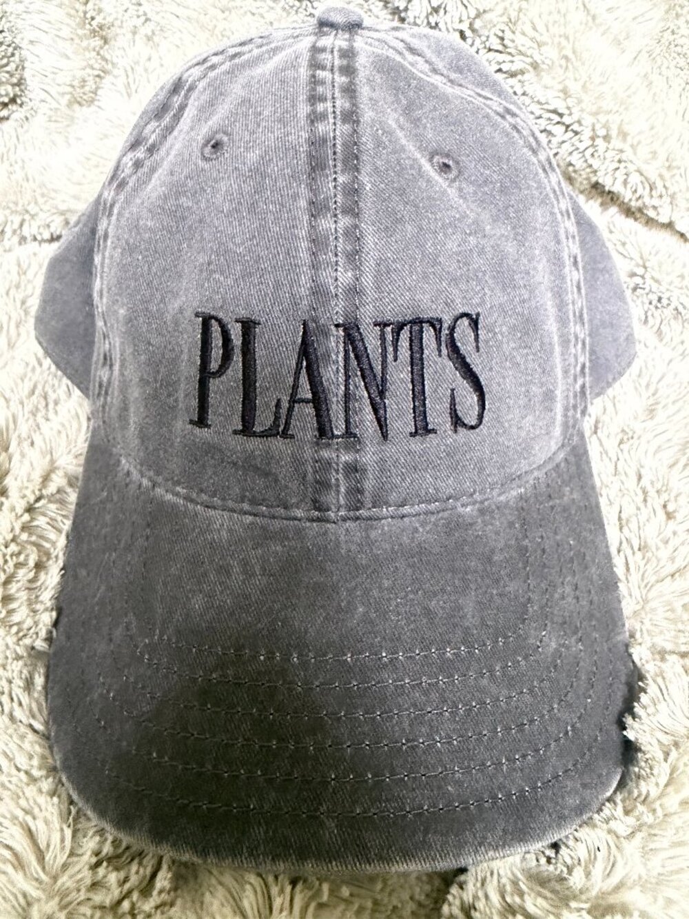 “PLANTS” Embroidered Dad Hat | Washed Black Cap
